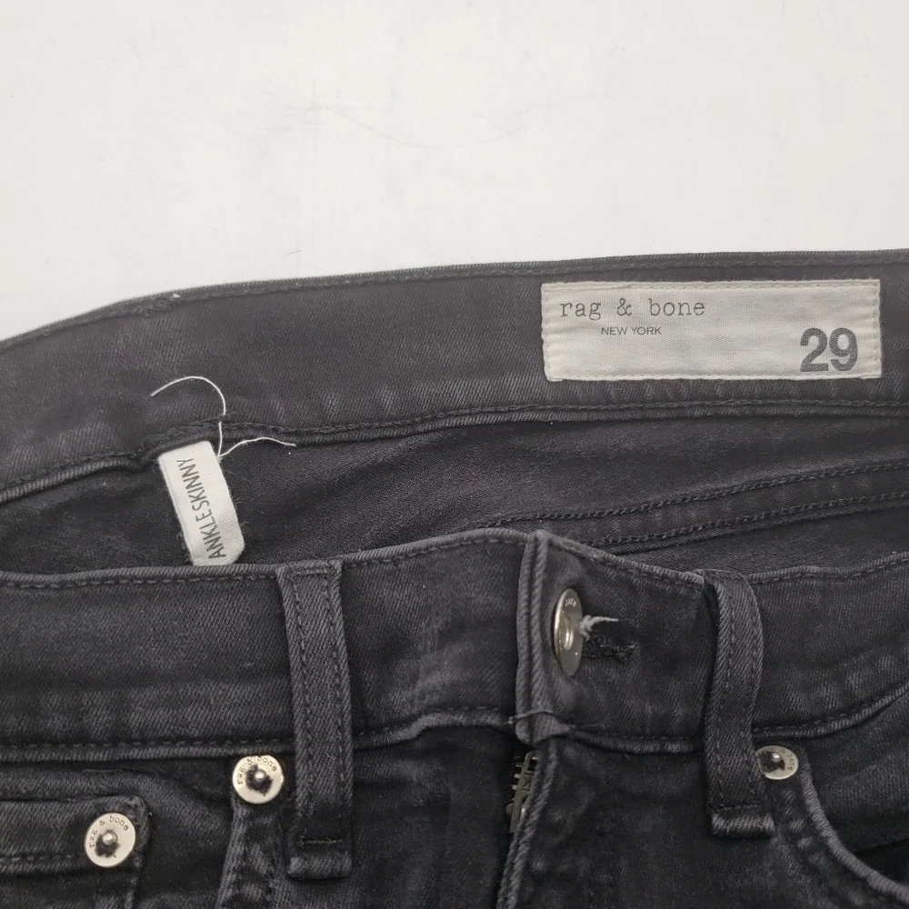 Rag & bone women US 29 black jeans ankle skinny raw hem zipper fly Modal blend
